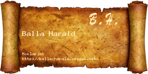 Balla Harald névjegykártya
